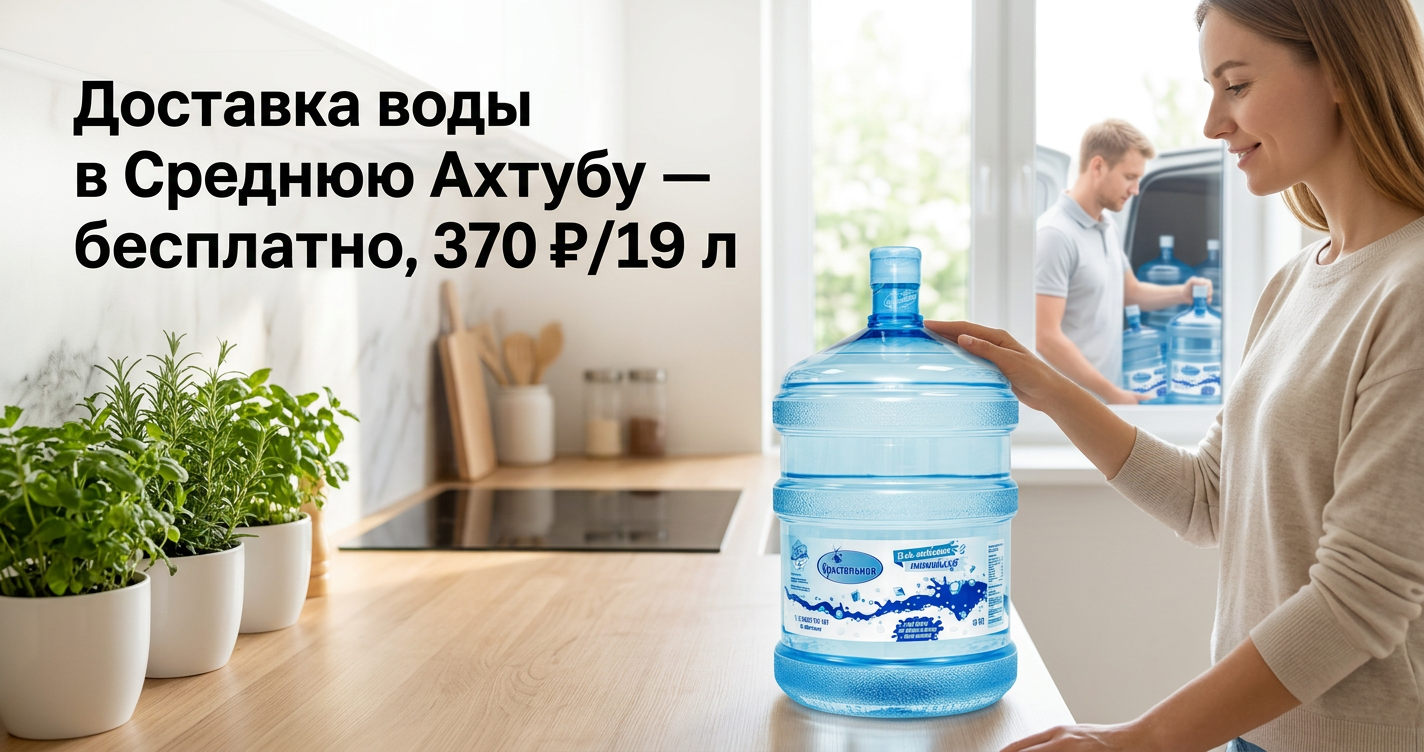 Доставка бутилированной воды Кристальная 19 литров в Среднюю Ахтубу — бутыль с помпой на кухне