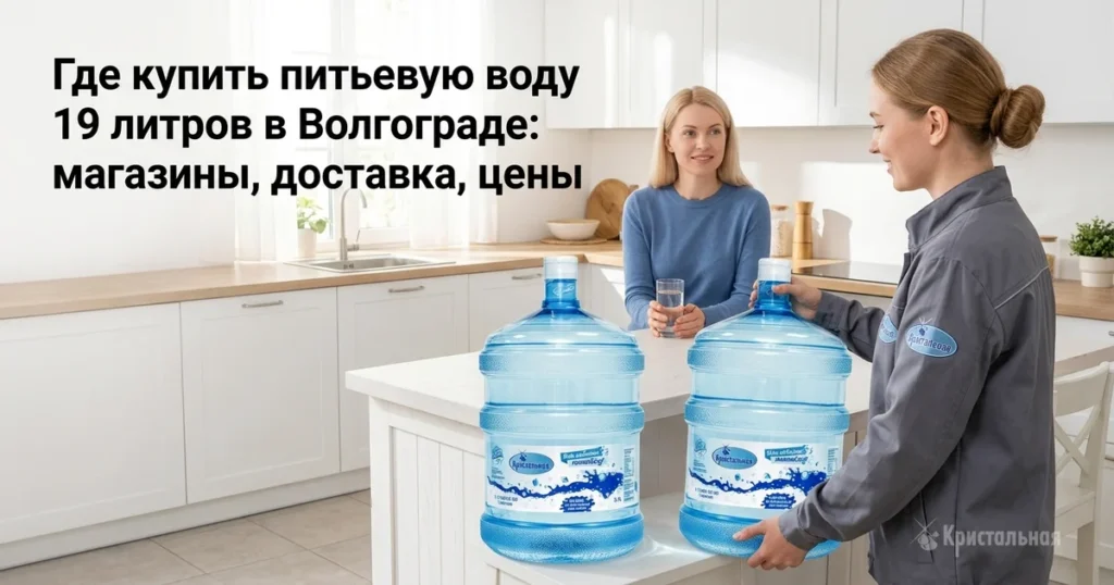 Бутыли питьевой воды Кристальная 19 литров с доставкой по Волгограду — где купить, цены, магазины